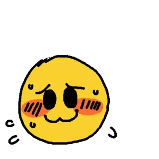 😥 Emoji, Rubor, Tímido, Fofo, Desenho animado, Amarelo telegram sticker