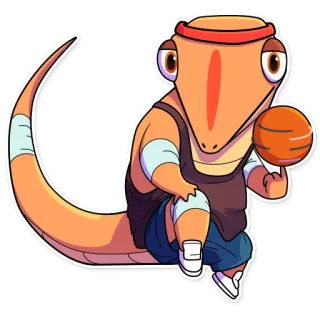 ⛹ hagedis, reptiel, dier, basketbal, sport, cartoon, sticker telegram sticker