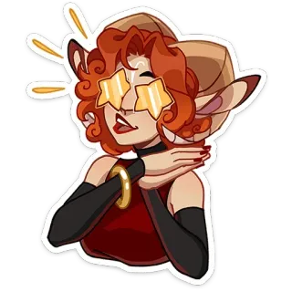 🤩 การ์ตูน, สาวปีศาจ, ดาว, แฟนตาซี, เขา, สาว, เป็นประกาย telegram sticker
