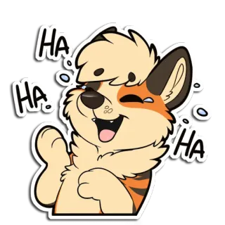 🤣 HA HA HA furry, laughing, happy, corgi, dog, animal, cartoon telegram sticker