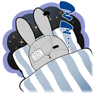 😴 bunny, sleeping, night, stars, pillow, blanket, cartoon, anime telegram sticker