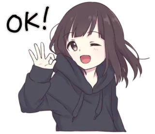 👌 OK! Anime, Garota, Ok, Aprovação, Fofo telegram sticker