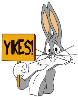 ☹️ Bugs Bunny Looney Tunes YIKES! Dibujo animado, Conejo, Uy, Looney Tunes, Señal, Expresión telegram sticker