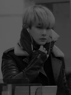 🖤 person, monochrome, portrait, style, jacket, earphones telegram sticker