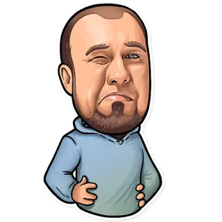 😕 man, caricature, facial expression, winking, person, sticker telegram sticker