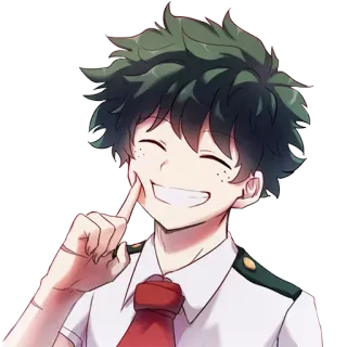 😁 Izuku Midoriya My Hero Academia Anime, Junge, lächelnd, Izuku Midoriya, My Hero Academia, Charakter, rote Krawatte, Schuluniform telegram sticker