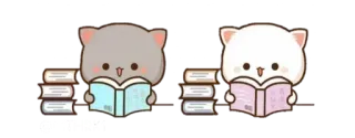 📚 lindo, gato melocotón, leyendo, kawaii, pegatinas de gato whatsapp sticker