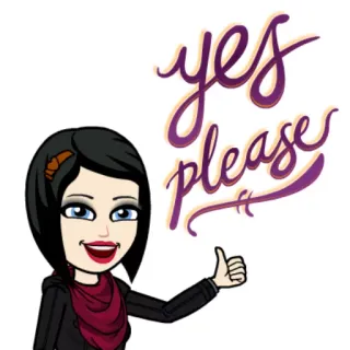 😍 yes please Bitmoji, Sí, Por favor, Dibujos animados, Aprobación, Acuerdo, Lindo, Petición whatsapp sticker
