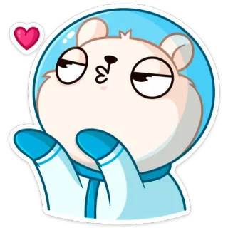 😘 gấu, phi hành gia, dễ thương, trái tim, tình yêu, hoạt hình telegram sticker