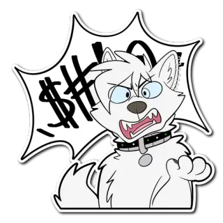 💢 $#@! boos, cartoon, hond, vloeken, dier, halsband telegram sticker