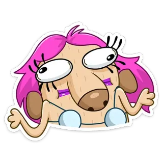 🤷‍♂️ Kartun, Rambut pink, Lucu, Konyol, Karakter whatsapp sticker