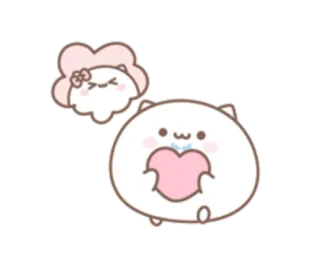 💞 mignon, kawaii, mochi, sticker, coeur, chat, nuage telegram sticker