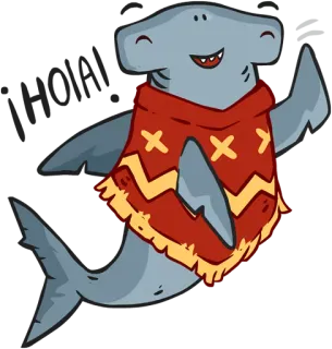 ✋ shark, cartoon, animal, sea creature, cheerful, friendly telegram sticker