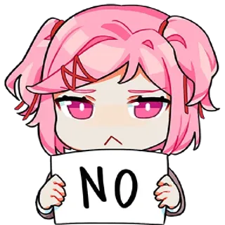 ☹️ NO no, anime, manga, lindo, pelo rosa whatsapp sticker