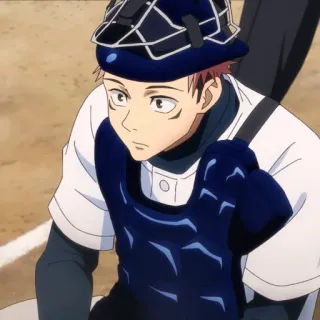 ➿ béisbol, receptor, anime, deporte, uniforme, jugador, casco telegram sticker