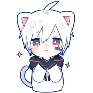 😢 Anime, Gatto, Ragazzo, Carino, Kawaii, Manga telegram sticker