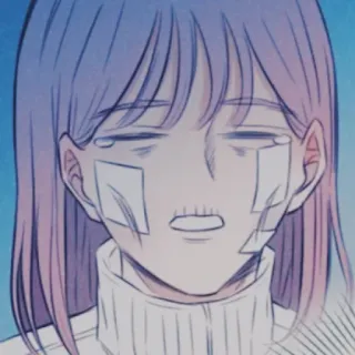 ✖ anime, piangendo, triste, emozionale, ragazza, bende telegram sticker