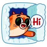 👋 Hi кот, мультфильм, привет, приветствие, машет whatsapp sticker