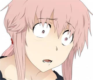 😰 Yuno Gasai Mirai Nikki Anime, Yandere, Expresión, Sorprendido/a, Lindo/a, Pelo rosa telegram sticker