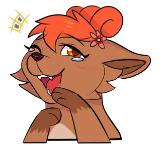 😆 Мультфильм, Счастливый, Лиса, Цветок, Милый telegram sticker