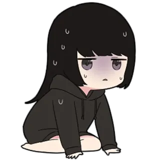 🖤 anime, cartoon, tired, sad, sweat telegram sticker