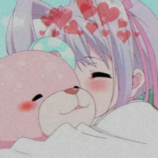💞 Anime, Kawaii, Carino, Cuori, Orsetto, Cartone animato telegram sticker
