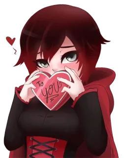 💝 Ruby Rose RWBY To you animé, dessin animé, coeur, RWBY, Ruby Rose, mignon, Saint Valentin, amour telegram sticker