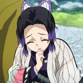 🗡 Shinobu Kocho Demon Slayer Anime, Fille, Papillon, Sourire, Demon Slayer whatsapp sticker