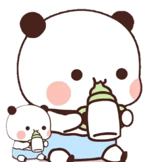 🐻 Panda, Bambino, Carino, Cartone animato, Animale, Adorabile, Neonato, Chibi telegram sticker