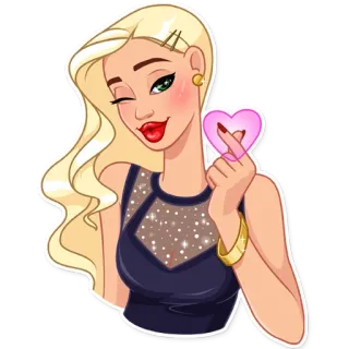 😘 блондинка, женщина, гламур, сердце, подмигивание, красота telegram sticker