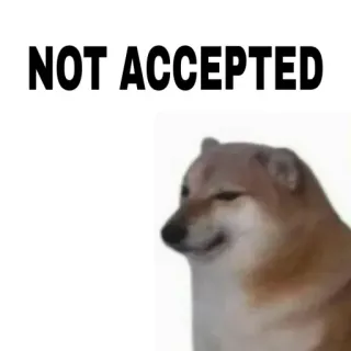 😂 Doge NOT ACCEPTED Doge, Meme, Odrzucenie, Nie zaakceptowano, Pies telegram sticker