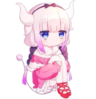 😳 Kanna Kamui Miss Kobayashi's Dragon Maid Anime, Dragão, Kawaii, Fofo, Chibi, Kanna, Mangá whatsapp sticker