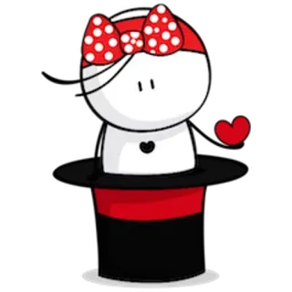 🎩 cartoon, personage, strik, hoed, rood, wit, schattig telegram sticker