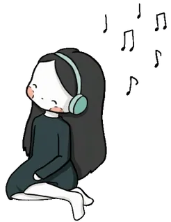 🎧 music, girl, headphones, listening, cute, relaxing, cartoon telegram sticker