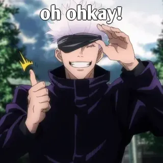 🤔 Gojo Satoru Jujutsu Kaisen oh ohkay! anime, gojo satoru, jujutsu kaisen, manga, oh okay, character whatsapp sticker