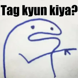 👉 Tag kyun kiya? Meme, Florkofcows, Kreskówka, Pytanie, Media społecznościowe, Śmieszne, Tag telegram sticker