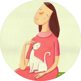 😊 wanita, kucing, persahabatan, cinta, kartun, nyaman whatsapp sticker
