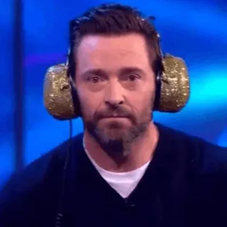 🎧 Hugh Jackman actor, man, headphones, celebrity whatsapp sticker