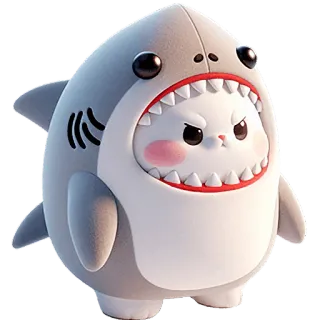😡 Tiburón, Animal, Dibujos animados, Lindo, Conejo, Disfraz whatsapp sticker