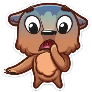 😨 przestraszony, zaskoczony, bojaźliwy, zwierzę, kreskówka, naklejka, zszokowany, zmartwiony telegram sticker