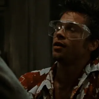 😀 Tyler Durden Fight Club 타일러 더든, 파이트 클럽, 브래드 피트, 영화, 안경, 셔츠 telegram sticker