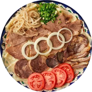 🍽 еда, блюдо, мясо, лук, помидор telegram sticker