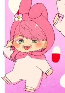 🌟 อนิเมะ, คาวาอิ, สีชมพู, กระต่าย, น่ารัก, การ์ตูน, ตัวละคร telegram sticker
