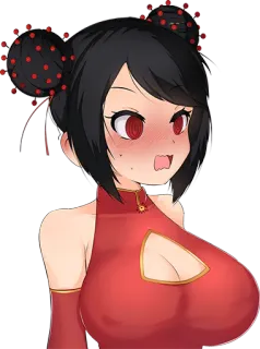😱 anime, mujer, vestido rojo, dibujo animado, ilustración telegram sticker