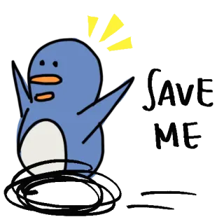 ⌚️ pingouin, animal, dessin animé, mignon, illustration, autocollant telegram sticker