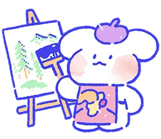 🖌 artiste, peinture, mignon, dessin animé, dessin, ours, béret telegram sticker