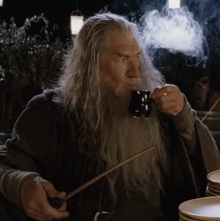 💍 Gandalf The Lord of the Rings mago, fantasia, fumando, cachimbo, magia, velho whatsapp sticker
