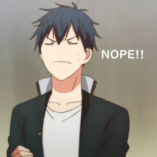 😒 NOPE!! nope, anime, boy, disapproval, expression telegram sticker