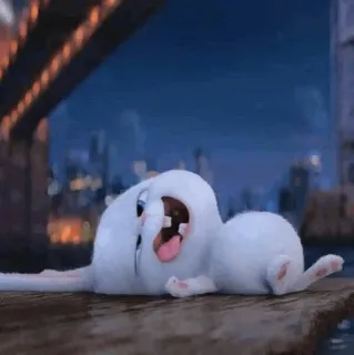 🐰 Snowball The Secret Life of Pets Cartoon, Hase, Kaninchen, liegend, lustig telegram sticker