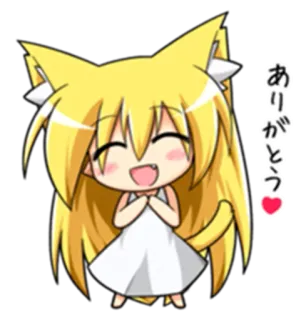 😡 ありがとう อนิเมะ, สาวแมว, คาวาอิ, ขอบคุณ, หัวใจ, น่ารัก telegram sticker